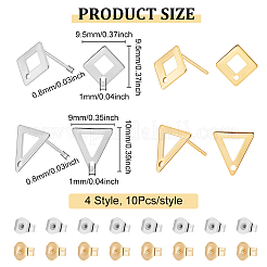 40 pz 4 stile 201 orecchini a perno in acciaio inossidabile con foro&nbsp;EJEW-DC0001-21