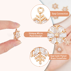 10 pièces en laiton micro pavé pendentifs en zircone cubique claire&nbsp;ZIRC-FH0001-39