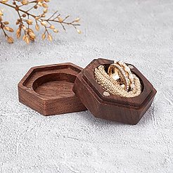 Sechseckige Fingerringboxen aus Holz&nbsp;CON-WH0085-66