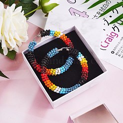Orecchini a cerchio da donna con perline di semi di vetro boho&nbsp;EJEW-SW00003