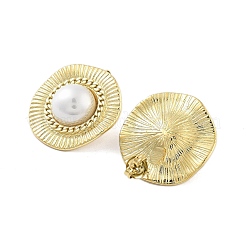 Orecchini a bottone in acciaio inossidabile 304 placcato oro 14k piatto e rotondo con placcatura ionica (ip)&nbsp;EJEW-P258-32G-01