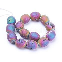 Galvanisierte natürliche Druzy Geode Achat Perlenstränge&nbsp;G-P251-A03