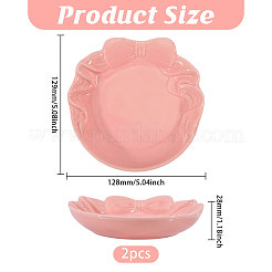 2 bandeja de exhibición de joyas de porcelana con lazo para anillos.&nbsp;AJEW-GL0003-48A