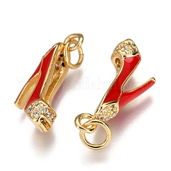 Messing Micro Pave klar Kubisch Zirkonia Stilettos Anhänger&nbsp;ZIRC-B002-35G-B