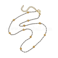Colliers à chaîne corde à billes rondes en acier inoxydable 304 bicolore&nbsp;NJEW-JN06556