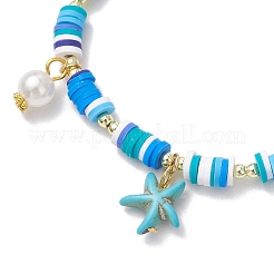Braccialetti con ciondoli in turchese sintetico e perle finte ABS&nbsp;BJEW-JB12044-01