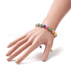 Rundes geflochtenes Perlenarmband aus natürlichen und synthetischen gemischten Edelsteinen&nbsp;BJEW-JB09299