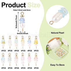 48 Stück 12 Stile Acryl & Naturperlen Blumenverbinder Charms&nbsp;PALLOY-CW00008