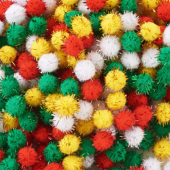 400 stücke 4 farben weihnachten handgemachte diy puppe handwerk pom pom garn pom pom bälle&nbsp;AJEW-TA0003-32