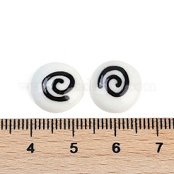 Cabochon in resina rotondi piatti bianchi e neri a forma di cartone animato&nbsp;CRES-Q009-01E
