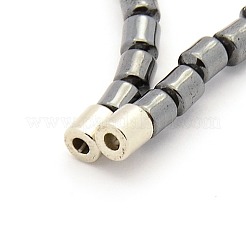 Collane di perline di ematite sintetica non magnetica da uomo alla moda&nbsp;NJEW-M002-08