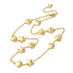 Colliers à maillons en acier inoxydable 304 en forme d'étoile et de coquillage pour femmes&nbsp;NJEW-G178-08G