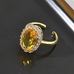 Bagues ouvertes en laiton avec micro pavé de zircones cubiques pour femmes&nbsp;RJEW-L343-17G
