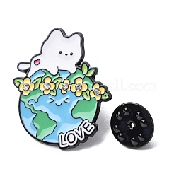 Gato blanco con pines esmaltados de tierra&nbsp;JEWB-L024-02EB-03