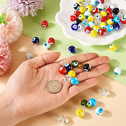 60pcs handgemachte Perlen des bösen Auges Bunte Malerei&nbsp;LAMP-TA0001-69