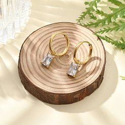 Boucles d'oreilles créoles en acier inoxydable 304 avec micro pavé de zircones cubiques et placage ionique (IP)&nbsp;STAS-R004-06G-02