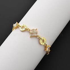 Messing Micro Pave klare Zirkonia Link Armbänder&nbsp;BJEW-U020-21G
