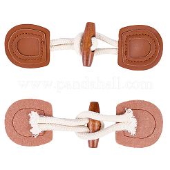 4 Paar Knebelschnallen aus Holz und PU-Kunstleder&nbsp;DIY-CY0002-24