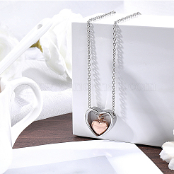 Collier avec pendentif en forme de cœur en acier inoxydable 304 pour cendres&nbsp;NJEW-CN0001-19RGP