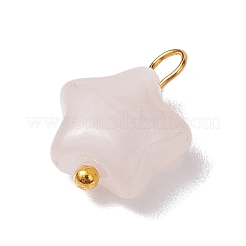 Breloques étoiles en quartz rose naturel avec boucles en laiton&nbsp;PALLOY-JF02733-01