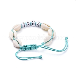 Bracelets de perle tressés en corde de polyester ciré coréen ajustable&nbsp;BJEW-JB05261-06