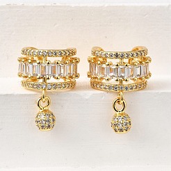 Orecchini a polsino in zircone chiaro con micro pavè di ottone&nbsp;EJEW-K309-09G
