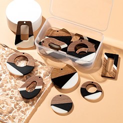 14pcs 7 pendentifs en résine et bois de noyer de style&nbsp;RESI-LS0001-21