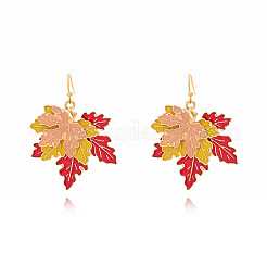 Boucles d'oreilles pendantes en alliage émaillé en forme de feuille d'érable pour femmes&nbsp;WG7F916-01