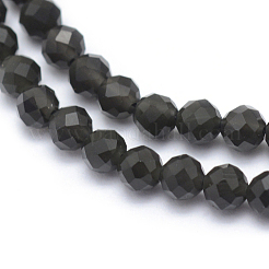 Natürlicher Obsidian-Perlenstrang&nbsp;X-G-E411-33-4mm