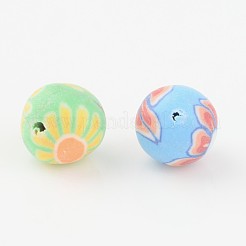 Handmade Blumenmuster Polymer Clay runde Perlen&nbsp;X-CLAY-Q172-M