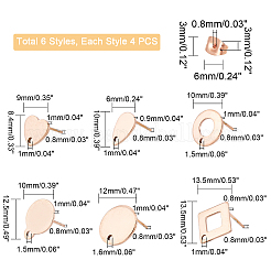 24 pieza de 6 estilos de accesorios para aretes de acero inoxidable 304 con revestimiento iónico (IP)&nbsp;STAS-DC0001-25