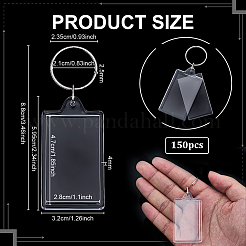 Llaveros colgantes rectangulares de acrílico transparente en blanco&nbsp;KEYC-WH0036-78