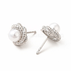 Orecchini a bottone in ottone con placcatura a cremagliera per donna&nbsp;EJEW-H091-19P