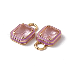Colgantes rectangulares de vidrio rosa&nbsp;KK-I696-10G-04