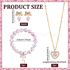 Ensemble de boucles d'oreilles et bracelet en alliage émaillé avec perles en porcelaine et pendentifs en laiton micro pavés de zircones cubiques transparentes&nbsp;SJEW-ME00002