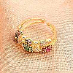 Bagues de manchette en laiton micro pavé de zircone cubique pour femmes&nbsp;RJEW-Z113-47G