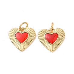 Pendentifs cœur en laiton émaillé&nbsp;KK-G435-07G-01