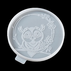 Flache runde Silikonformen mit Eule und Blume zum Selbermachen für Tassenuntersetzer&nbsp;LS-SIL-F007-06A