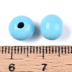 Sprühlackierte runde Perlen aus natürlichem Schima-Holz&nbsp;WOOD-A018-8mm-09