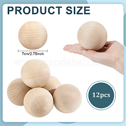 Boule ronde en bois brut&nbsp;WOOD-WH0026-53