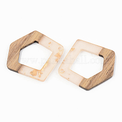 Pendentifs en résine transparente et bois de noyer&nbsp;RESI-S389-004A-B05