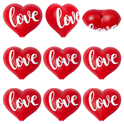 10 Stück Silikonperlen in Herzform mit dem Wort „Liebe“.&nbsp;SIL-SC0003-26
