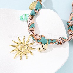 Collar con colgante de sol y pez de resina de acero inoxidable 304&nbsp;NJEW-D340-03G