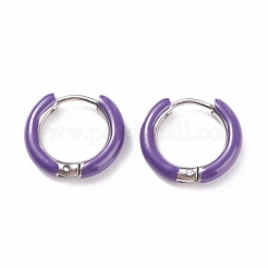 Boucles d'oreilles créoles épaisses en acier inoxydable 304 bicolore avec émail pour femmes&nbsp;EJEW-C043-11-04P