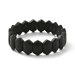 Rhombus mattierte Stretch-Armbänder aus natürlichem Lavastein für Frauen und Männer&nbsp;BJEW-C097-03A