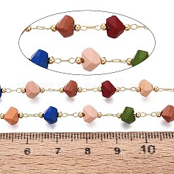 Catene a maglie realizzate a mano in ottone e perline di vetro&nbsp;CHC-Q021-01G