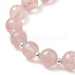 Juego de pulseras elásticas con cuentas de piedra lunar sintética y cuarzo de fresa natural de 2 estilos 2 Uds.&nbsp;BJEW-TA00240
