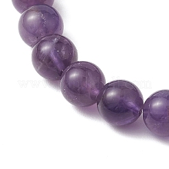 Braccialetti elasticizzati con perline rotonde di ametista naturale e roccia lavica da donna&nbsp;BJEW-JB10797-02
