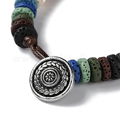 Armband aus gefärbten natürlichen Lavagestein-Scheibenperlen&nbsp;BJEW-Z020-01B-AS