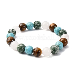 Braccialetti elastici rotondi in turchese sintetico&nbsp;BJEW-JB12322